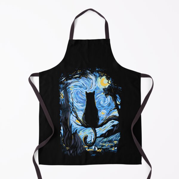 Item preview, Black Cat Sitting Tree Branch Starry Night Van Gogh Poster designed and sold by kukii88.
