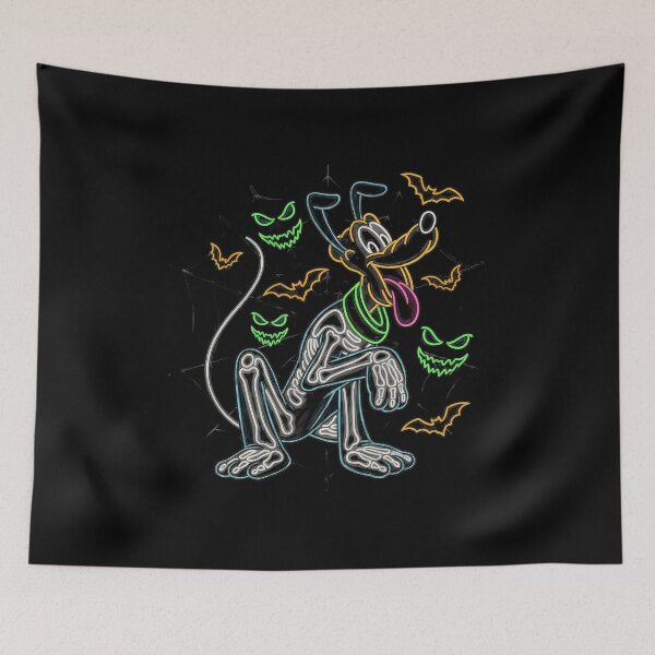 Item preview, Pluto Skeleton Halloween Neon Spider Web Bats Cartoon Design designed and sold by RobertLe97936.