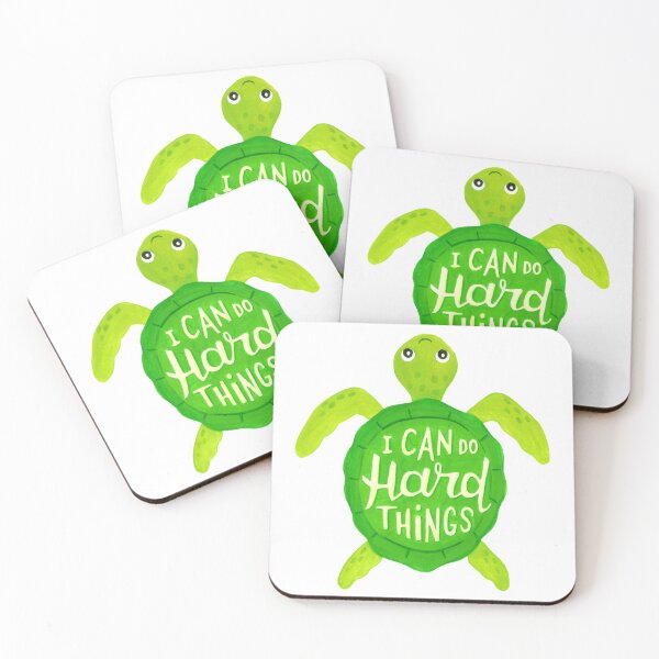 Item preview, I Can Do Hard Things Sea Turtle - Hand Lettered Inspirational Quote Painting designed and sold by Mandy Porta LLC.