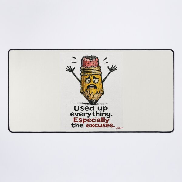 Item preview, Exhausted Pencil Worn Eraser Surrender Funny School Cartoon Art designed and sold by Artisticanvas.