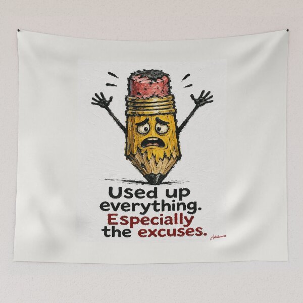 Item preview, Exhausted Pencil Worn Eraser Surrender Funny School Cartoon Art designed and sold by Artisticanvas.