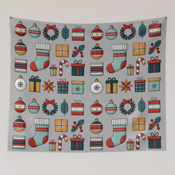 Item preview, Festive Christmas Elements Pattern and Icons Art designed and sold by colorful-white.