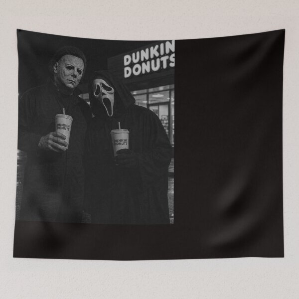 Item preview, Michael Myers Tshirts Ghostface Drink Dunkin' Donuts Funny Horror Movie designed and sold by Hydlaaksmndriss.