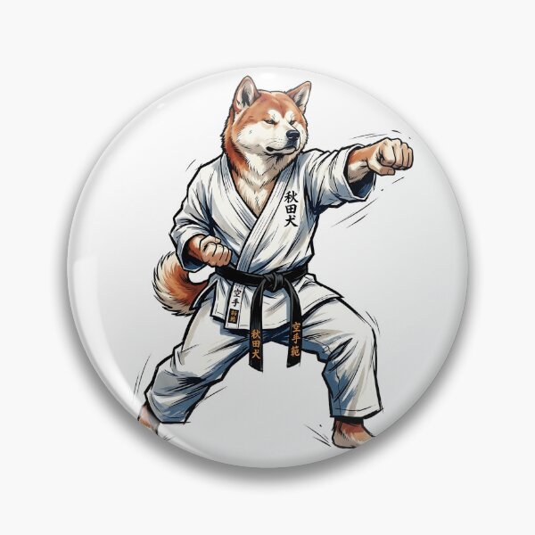 Item preview, Akita Inu Karate Master with Black Belt Martial Arts Illustration designed and sold by PictoVibe.