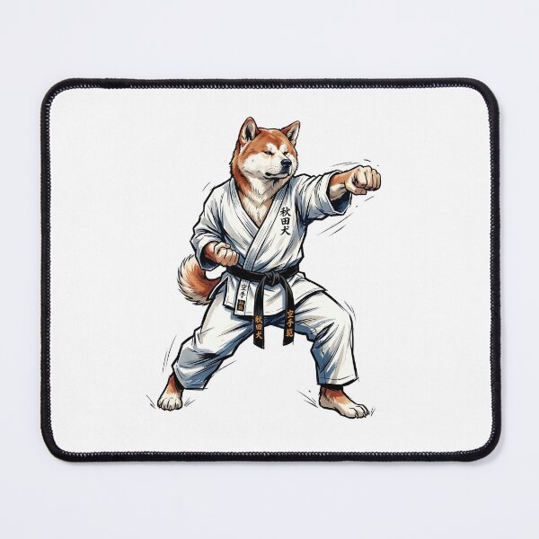 Item preview, Akita Inu Karate Master with Black Belt Martial Arts Illustration designed and sold by PictoVibe.