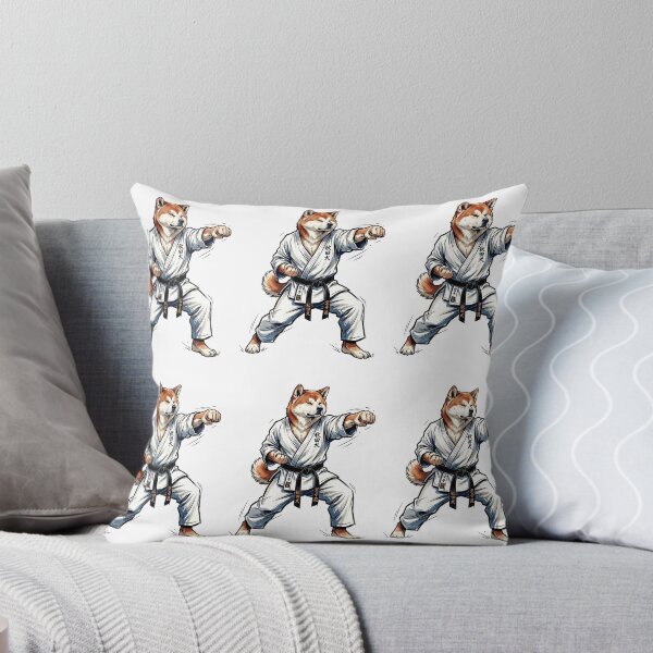Item preview, Akita Inu Karate Master with Black Belt Martial Arts Illustration designed and sold by PictoVibe.