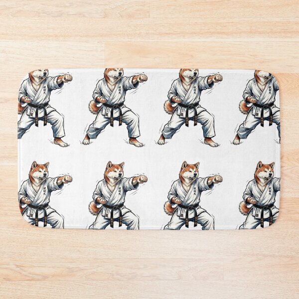 Item preview, Akita Inu Karate Master with Black Belt Martial Arts Illustration designed and sold by PictoVibe.