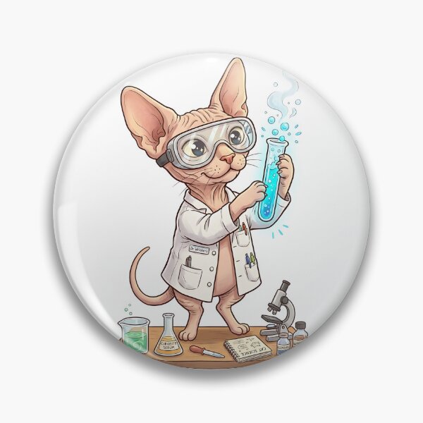 Item preview, Sphynx Cat Scientist with Lab Coat and Test Tube Illustration designed and sold by PictoVibe.