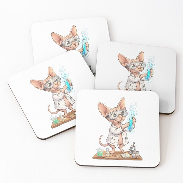 Item preview, Sphynx Cat Scientist with Lab Coat and Test Tube Illustration designed and sold by PictoVibe.
