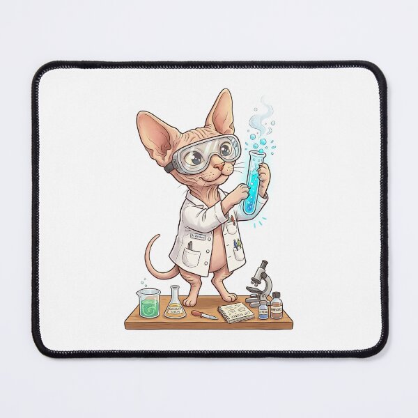 Item preview, Sphynx Cat Scientist with Lab Coat and Test Tube Illustration designed and sold by PictoVibe.