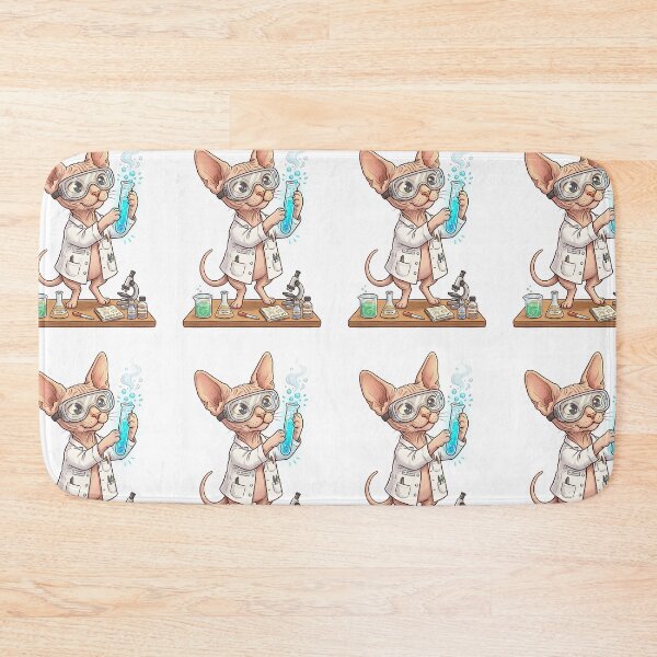 Item preview, Sphynx Cat Scientist with Lab Coat and Test Tube Illustration designed and sold by PictoVibe.