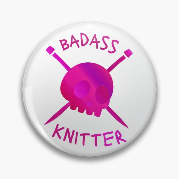 Item preview, knitter design ~ pink skull with knitting needle "crossbones" ~ BADASS KNITTER  designed and sold by OmStudioz .