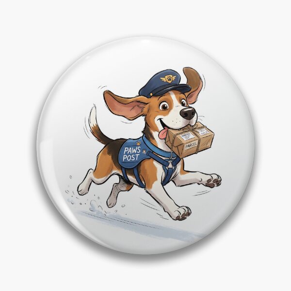 Item preview, Beagle Delivery Driver with Package and Postal Cap Cartoon designed and sold by PictoVibe.