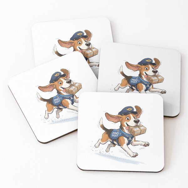 Item preview, Beagle Delivery Driver with Package and Postal Cap Cartoon designed and sold by PictoVibe.