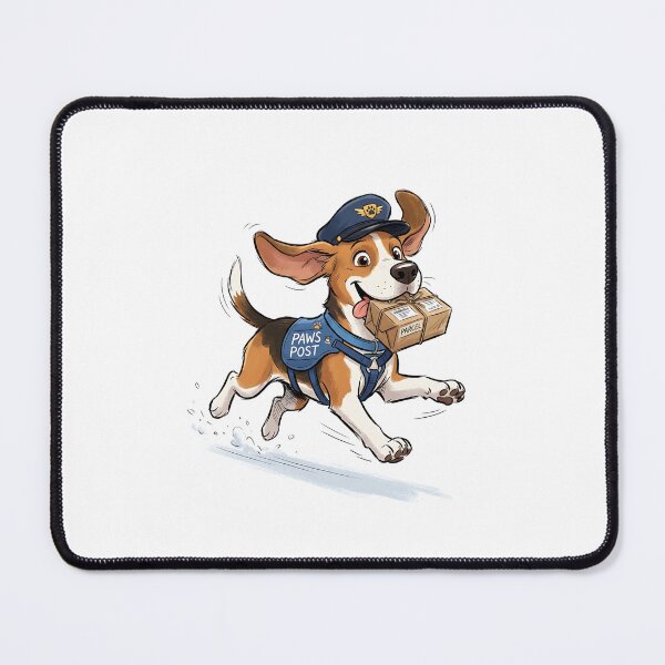 Item preview, Beagle Delivery Driver with Package and Postal Cap Cartoon designed and sold by PictoVibe.