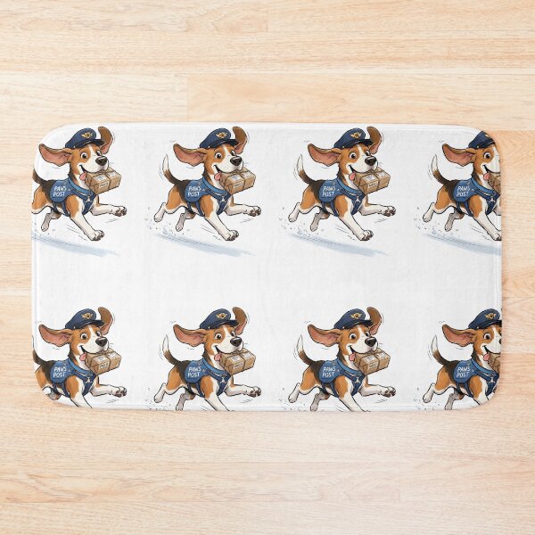 Item preview, Beagle Delivery Driver with Package and Postal Cap Cartoon designed and sold by PictoVibe.