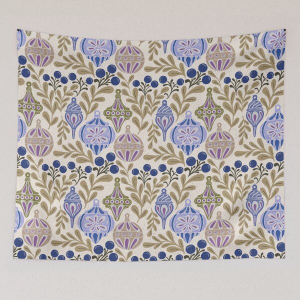 Item preview, Cream Gold Vintage Christmas Ornaments Elegant Folk Pattern designed and sold by DColourMuse.