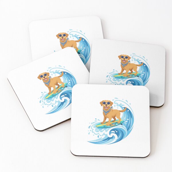 Item preview, Labrador Retriever Surfer with Sunglasses and Surfboard Illustration designed and sold by PictoVibe.