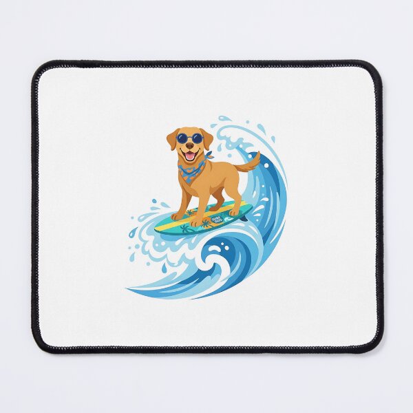 Item preview, Labrador Retriever Surfer with Sunglasses and Surfboard Illustration designed and sold by PictoVibe.