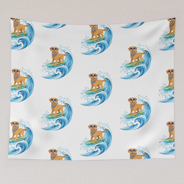 Item preview, Labrador Retriever Surfer with Sunglasses and Surfboard Illustration designed and sold by PictoVibe.