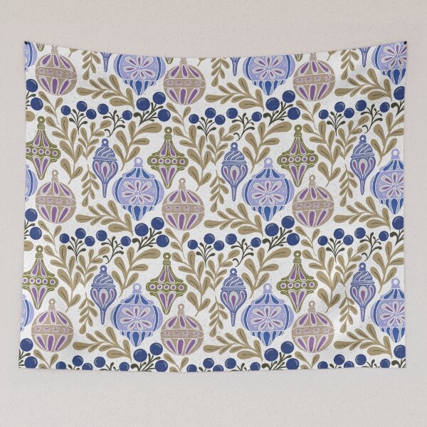 Item preview, Cream Gold Vintage Christmas Ornaments Elegant Folk Pattern designed and sold by DColourMuse.