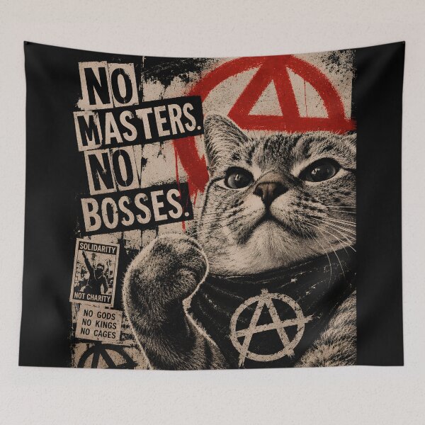 Item preview, Anarchist Cat No Gods No Masters | Punk Propaganda Poster designed and sold by Extravanganzza.