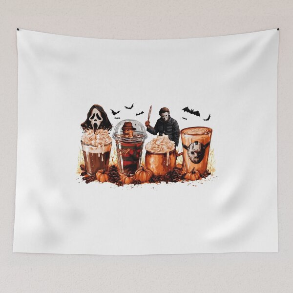 Item preview, Spooky Halloween Horror Coffee With Classic Slasher Icons designed and sold by KristenYo30998.