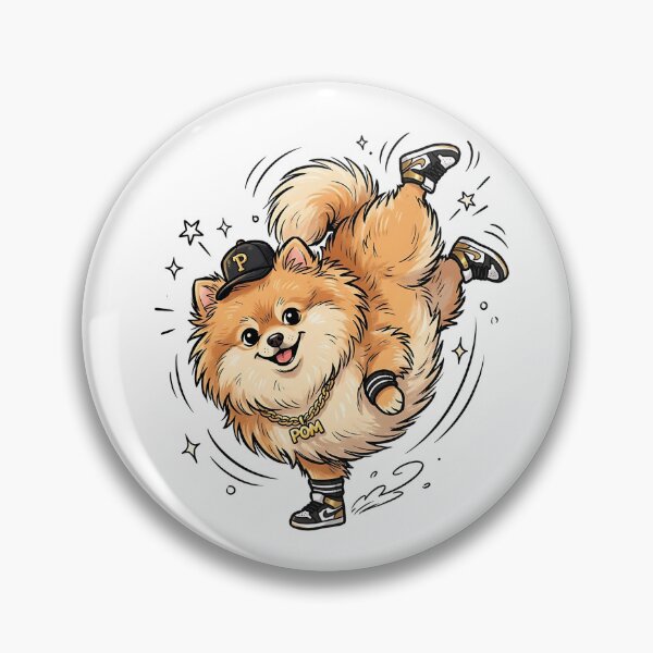 Item preview, Pomeranian Hip Hop Dancer with Gold Chain and Cap Cartoon designed and sold by PictoVibe.