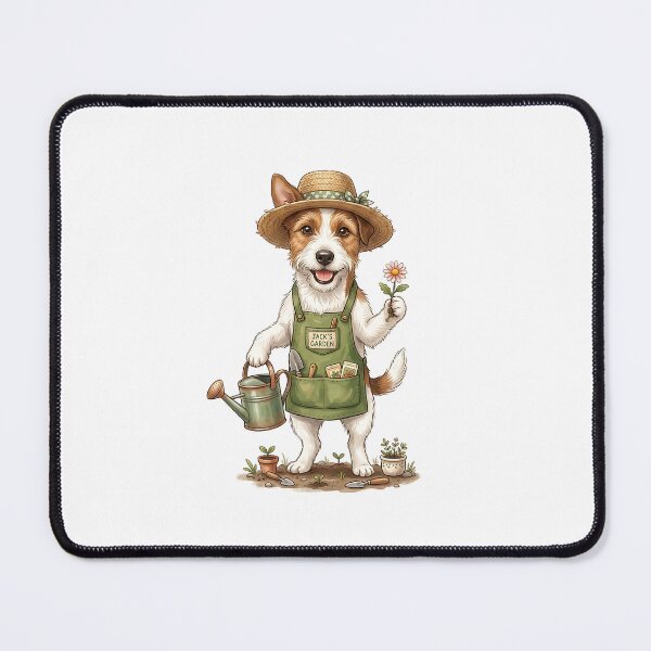 Item preview, Jack Russell Terrier Gardener with Straw Hat and Watering Can designed and sold by PictoVibe.