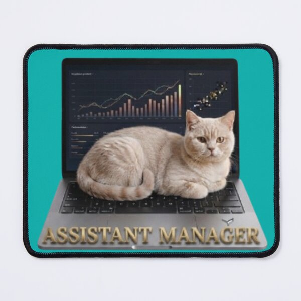 Item preview, Assistant Manager Cat - Funny Office Cat Lying on Laptop Art designed and sold by Northern Glow Art.