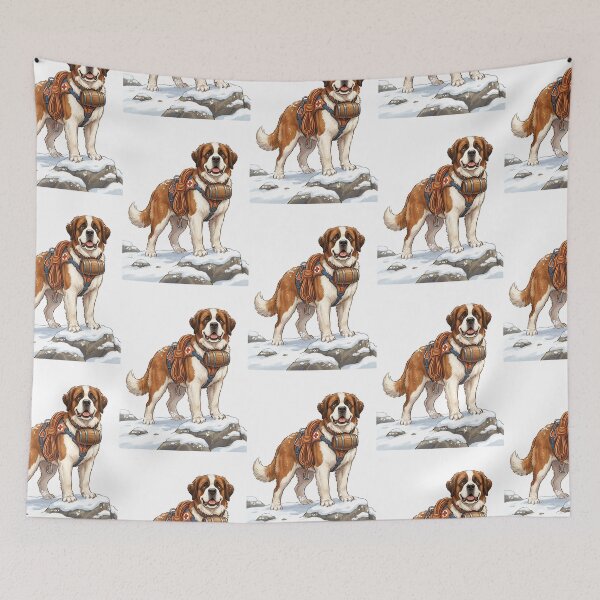 Item preview, Saint Bernard Mountain Rescuer with Barrel Collar and Rope designed and sold by PictoVibe.