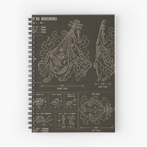 Item preview, Japanese Yokai Blueprint Biwa Bokuboku Instrument Diagram designed and sold by OddGarage.