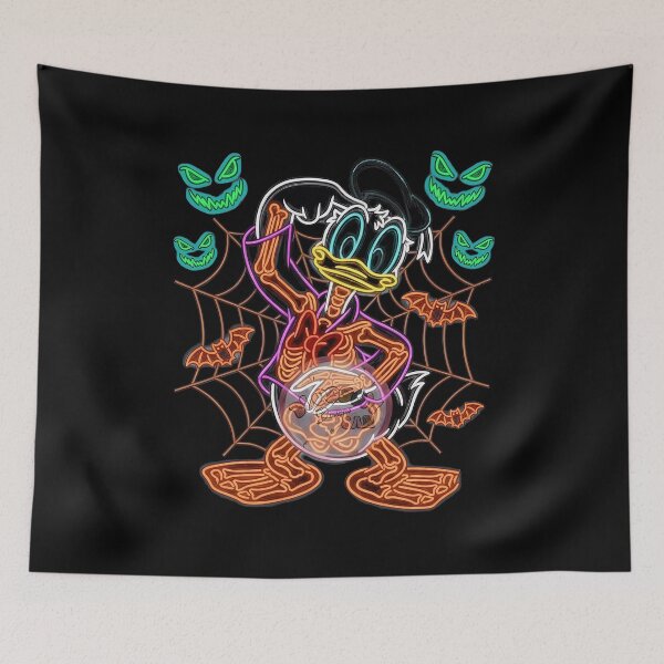 Item preview, Donald Duck Skeleton Halloween Neon Web Bats Cartoon Design designed and sold by EdwardSch73241.