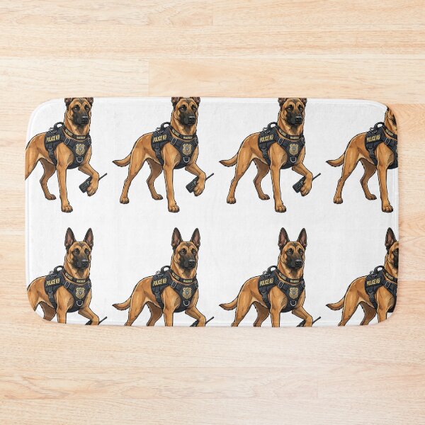 Item preview, Belgian Malinois Police K9 with Badge and Radio Cartoon designed and sold by PictoVibe.