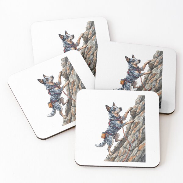 Item preview, Australian Cattle Dog Rock Climber with Harness and Rope Illustration designed and sold by PictoVibe.