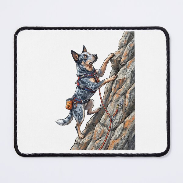 Item preview, Australian Cattle Dog Rock Climber with Harness and Rope Illustration designed and sold by PictoVibe.