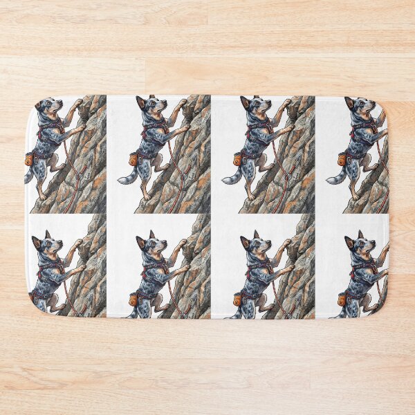 Item preview, Australian Cattle Dog Rock Climber with Harness and Rope Illustration designed and sold by PictoVibe.