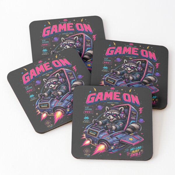 Item preview, Gamer Raccoon Arcade Space Jet - Game On No Lag Just Skill Retro Synthwave designed and sold by LUKOWEAR.