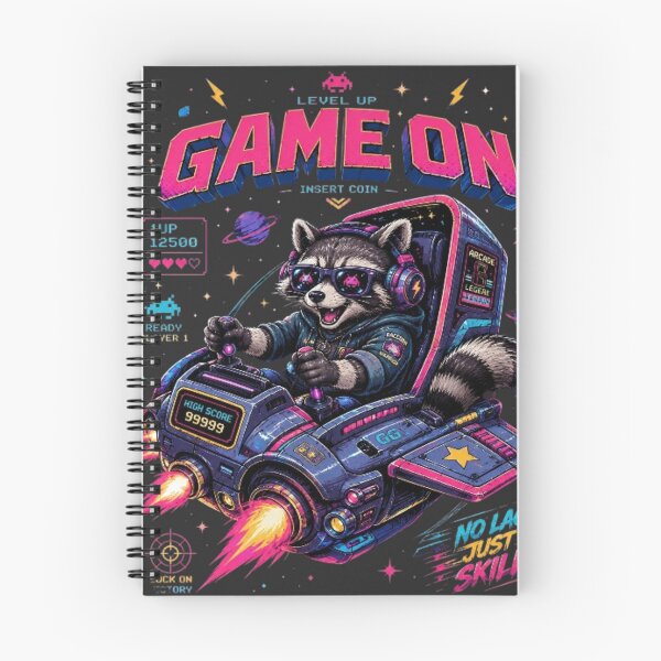 Item preview, Gamer Raccoon Arcade Space Jet - Game On No Lag Just Skill Retro Synthwave designed and sold by LUKOWEAR.