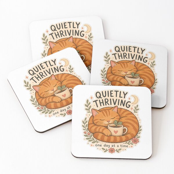 Item preview, Quietly Thriving Orange Cat Cozy Self Care designed and sold by 9blueart.