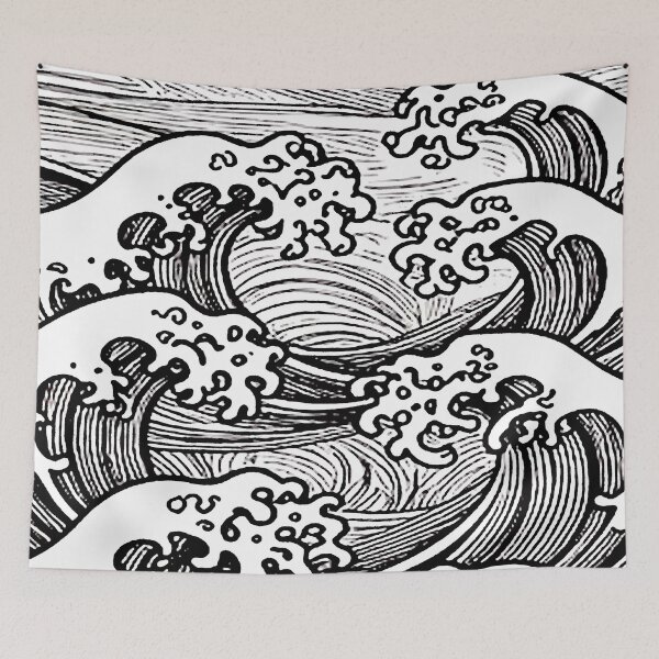 Item preview, Wave Woodcut designed and sold by ViaARTfactory.