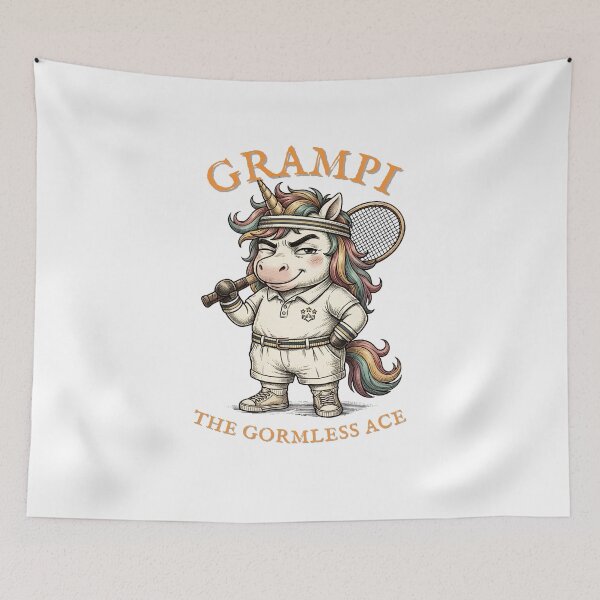 Item preview, Eala Style Grampi Unicorn Tennis Ace - Retro Vintage Sport Illustration designed and sold by Sitred123.