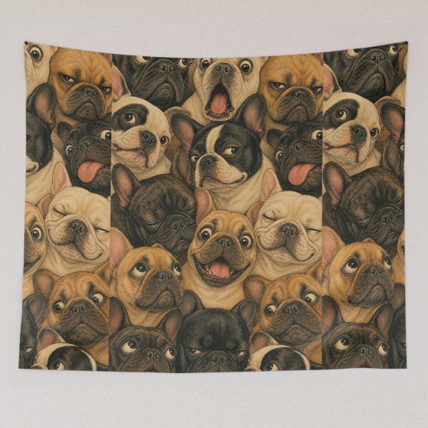 Item preview, Funny French Bulldog Faces - Vintage Animal Portrait designed and sold by merchxwear.