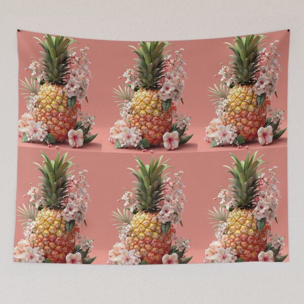 Item preview, Pineapple Tropical Fruits and Flowers designed and sold by Grafititee.