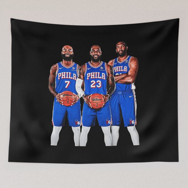 Item preview, Philadelphia 76ers Basketball Trio Blue Uniform Fan Art Design designed and sold by LorraineH29083.