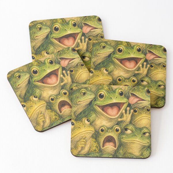 Item preview, Funny Frog Face Collage - Whimsical Funny Amphibian Art designed and sold by merchxwear.