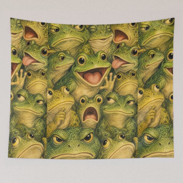 Item preview, Funny Frog Face Collage - Whimsical Funny Amphibian Art designed and sold by merchxwear.