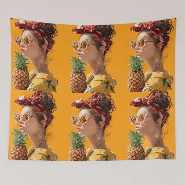 Item preview, Pineapple Tropical Fruits and Flowers designed and sold by Grafititee.