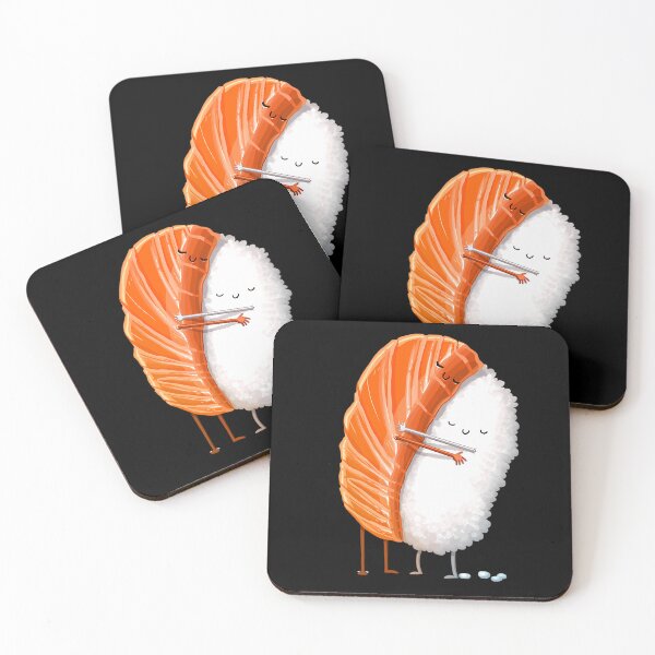 Artikelvorschau, Nigiri Sushi Hug Cute Salmon Poster entworfen und verkauft von Blissful-USA.