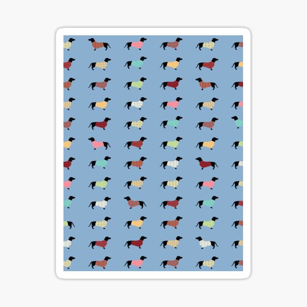 Aperçu de l'œuvre Motif de teckel avec des pulls bleus # 708 créée et vendue par Natural Collective.